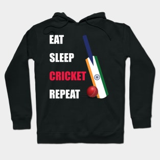 Eat Sleep Cricket Repeat India Flag Hoodie